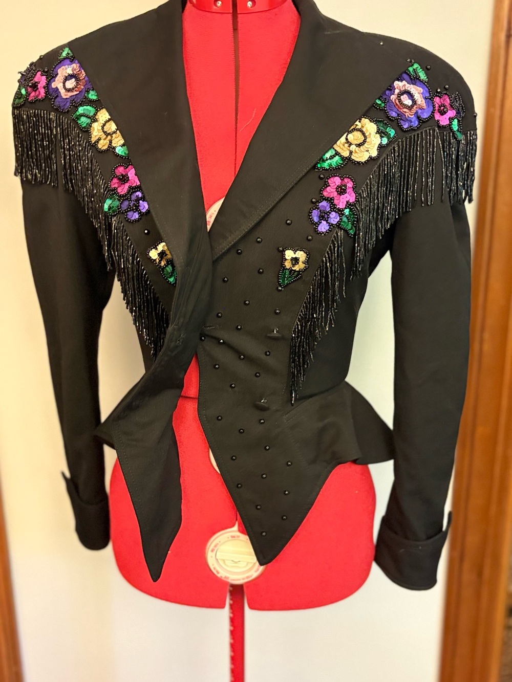 Vintage Black Cache Beaded fringe Jacket Size 6! Gorgeous - Picture 11 of 16